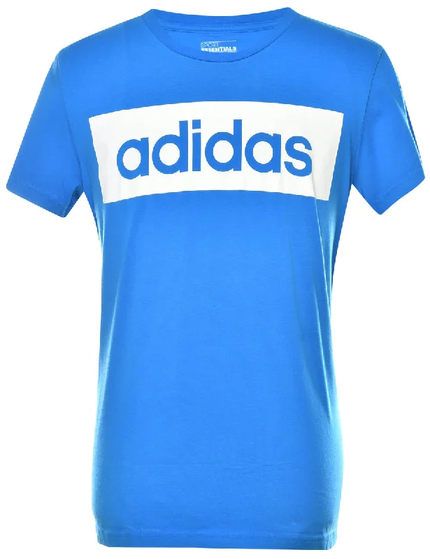 Adidas Blue Printed T-shirt - XL Seamless Knitted Crochet