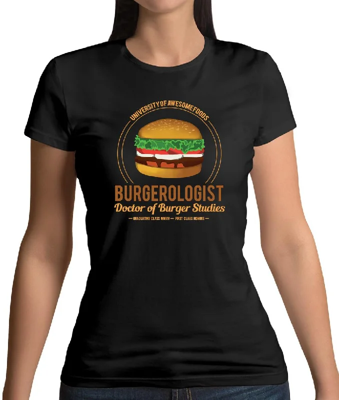 Burgerologist Womens T-Shirt Hooded Caped Shawl Collar