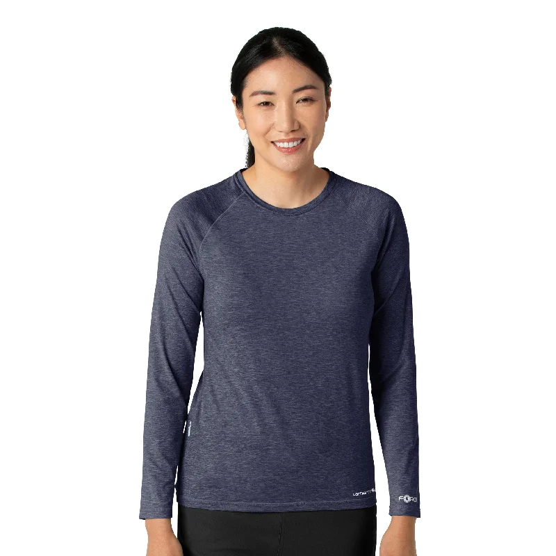 Carhartt Force Sub-Scrubs Women's Performance Long Sleeve Tee - Navy Heather Elasticated Padded Insulated