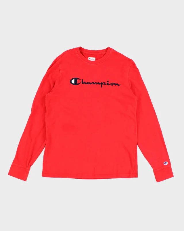 Champion Embroidered Long Sleeve T-Shirt - M Elegant Classic Vintage