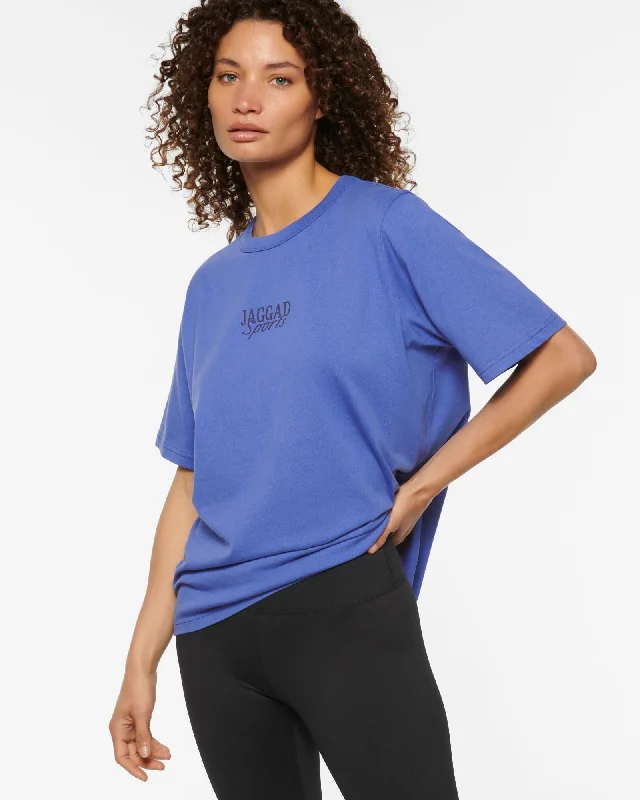 CITY BOXY TEE BLUE Notch Collar Peter Pan Collar Cowl Neck