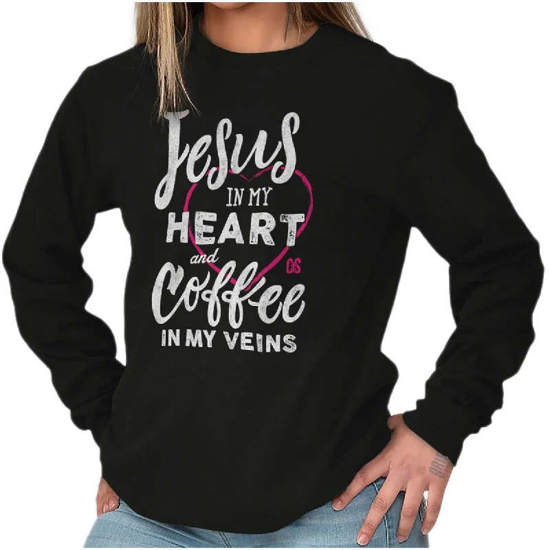 Coffee Veins Long Sleeve T Shirt Ribbed Striped Patterned