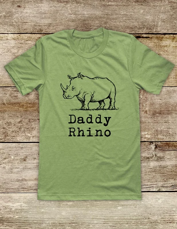 Daddy Rhino Rhinoceros Soft Unisex Men or Women Short Sleeve Jersey Tee Shirt Terry Blend Velvet Blend Canvas Blend