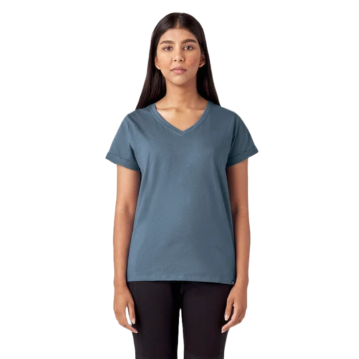 Dickies V-Neck T-Shirt - Womens Silk Blend Satin Velvet