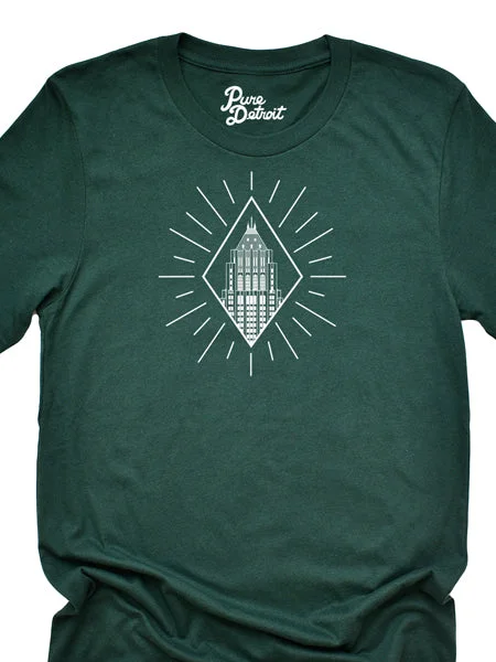 Fiher Building Detroit Unisex T-shirt - Green / White Mesh Blend Leather Blend Suede Blend