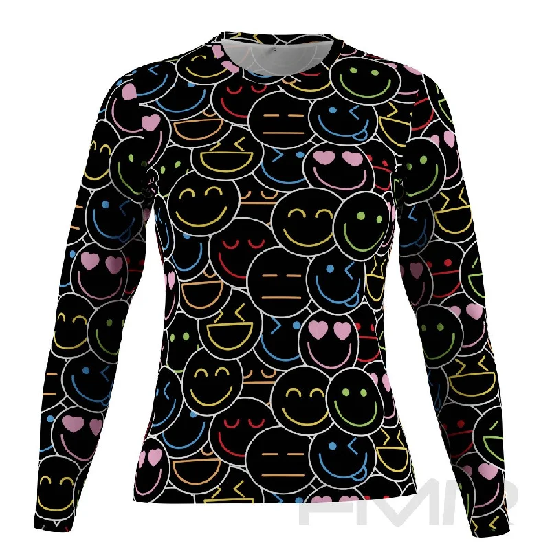 FMR Emoji Print Women's Long Sleeve T-Shirt Knit Fabric Woven Fabric Fleece Fabric