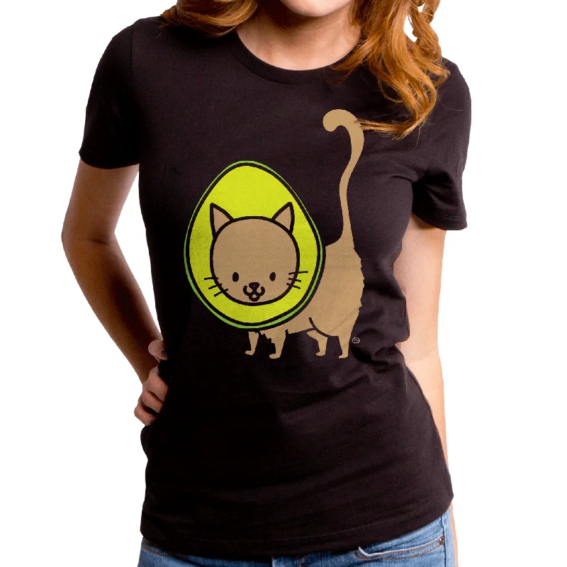 Avogato Cat Women's T-Shirt Mesh Blend Leather Blend Suede Blend