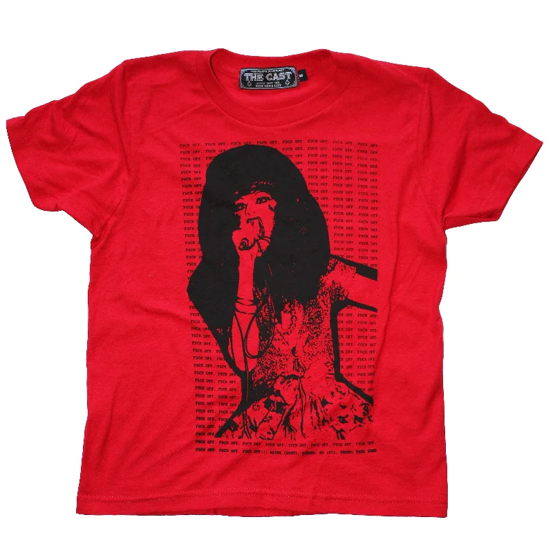 JAYNE COUNTY (Women's Baby Tee - RED) Houndstooth Herringbone Solid