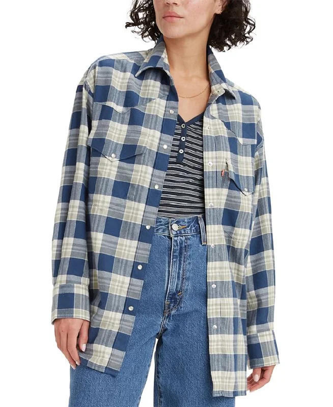 Levi's Dylan Relaxed Western Shirt - Sargasso Sea Striped Floral Plaid