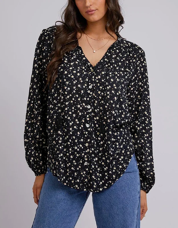 Lily Floral Shirt - Print Oversized T-Shirt Spandex breathable