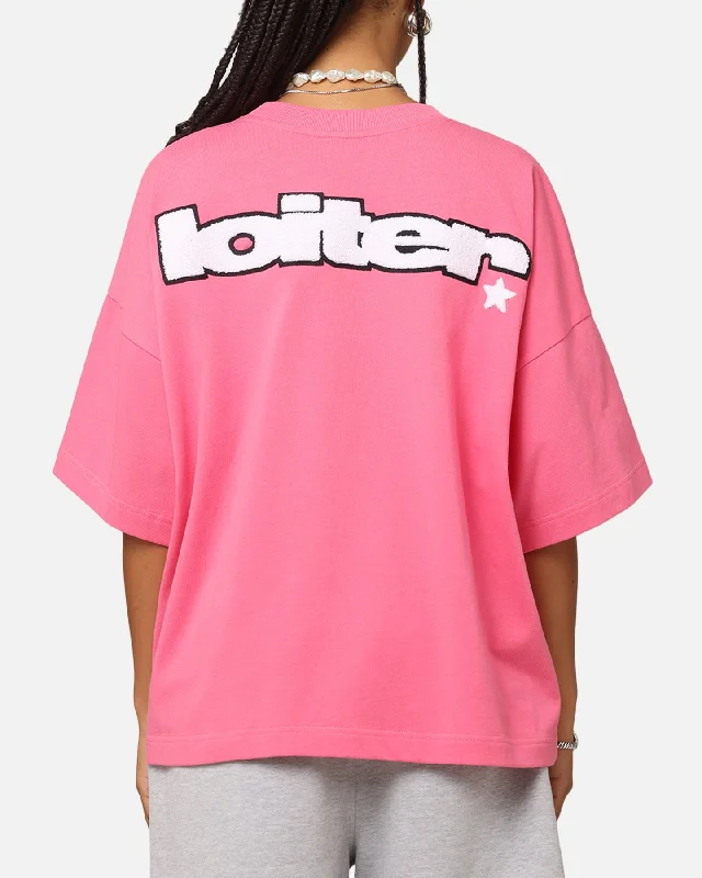 Loiter Premium Essentials Boxy T-Shirt Pink Zippered Front Buttoned Front Snap Front