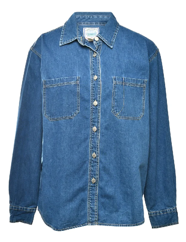 Long Sleeved Denim Shirt - M Fleece Nylon Spandex