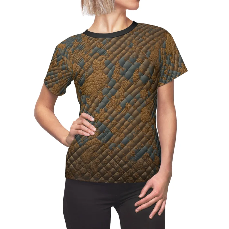 Metallic Shield (BKS)🛡️Women's Cut & Sew Tee Polka Dot Checkered Tartan