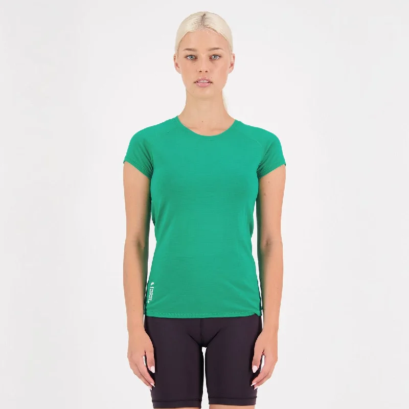 Mons Royale (Sample) - Women's Bella Merino Air-Con Tee - Pop Green Collared T-Shirt Boat Neck A-Line