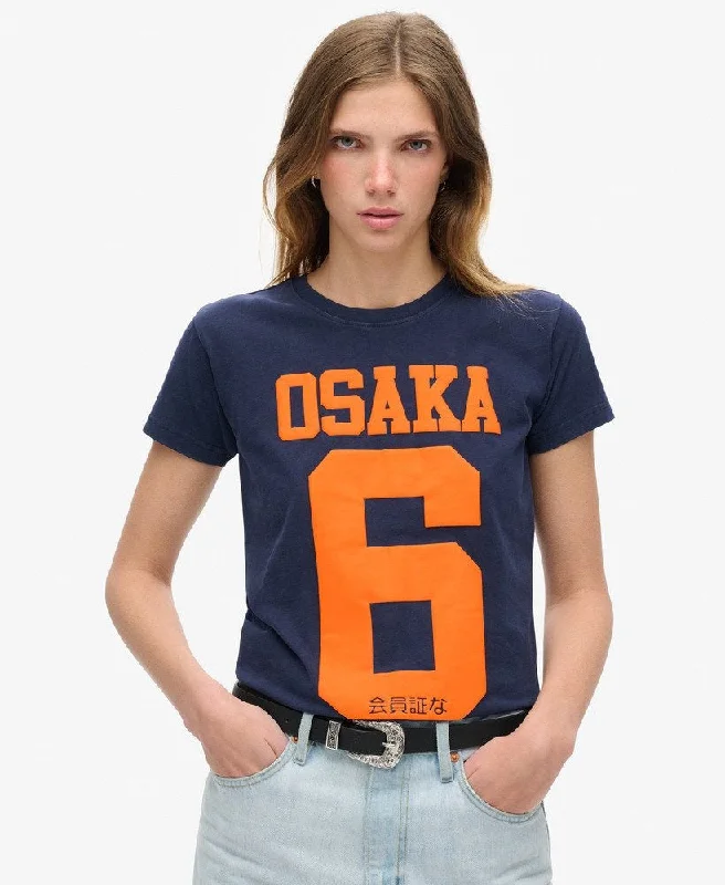 Osaka 6 Puff Print T-Shirt | Rich Navy Denim Fabric Leather Fabric Suede Fabric