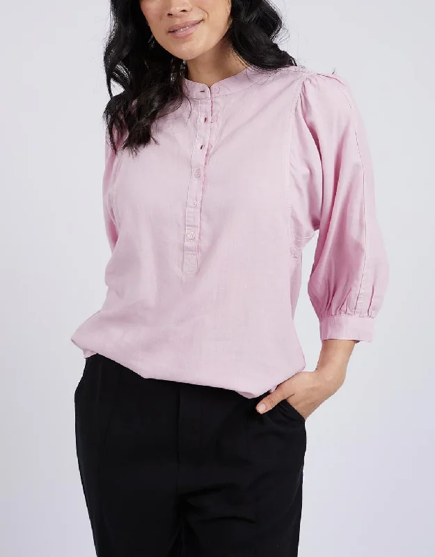 Rowan Shirt - Powder Pink Hooded Caped Shawl Collar