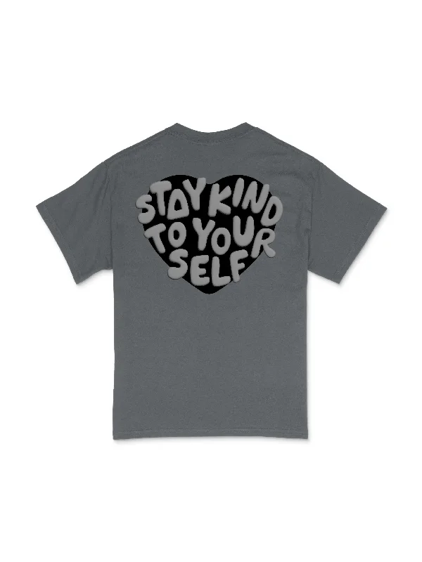 Self Love Tee - Charcoal Denim Fabric Leather Fabric Suede Fabric