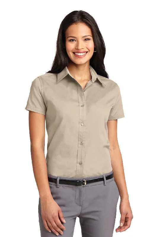 Port Authority Ladies Short Sleeve Easy Care  Shirt.  L508 Zippered Buttoned Snapped