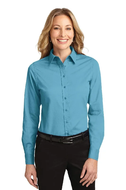 Port Authority Ladies Long Sleeve Easy Care Shirt.  L608 Hooded Caped Shawl Collar