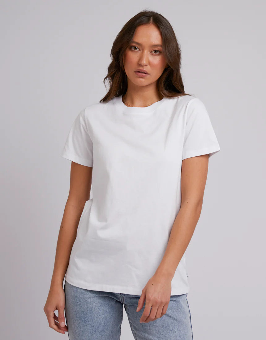 SILENT THEORY CORE LAYERING TEE - WHITE Chenille Fabric Brocade Fabric Lace Fabric