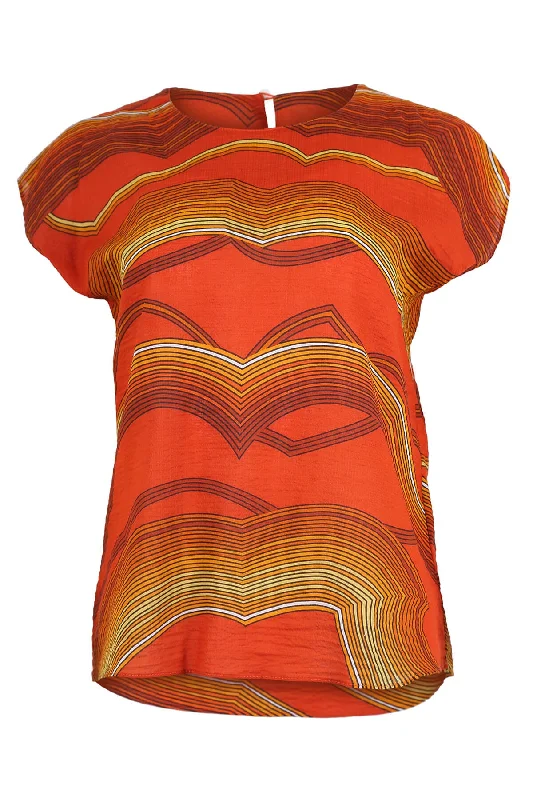 Aurora Tee Orange in Seersucker Lace Blend Ribbed Blend Corduroy Blend