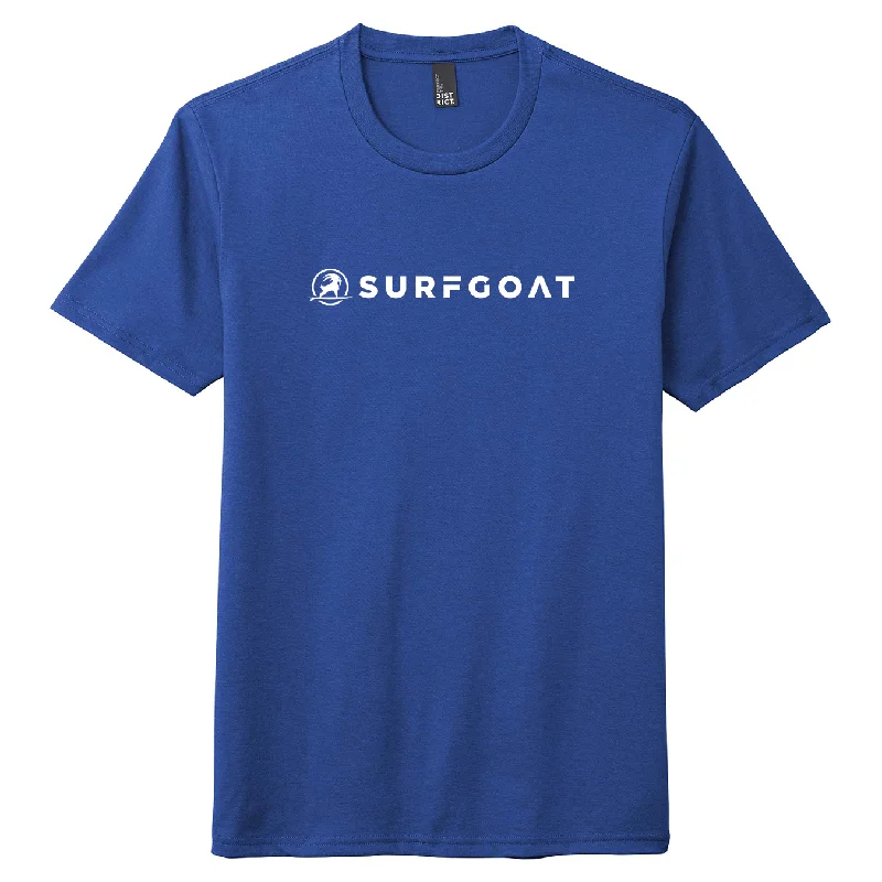 SURFGOAT  Single Line Short-Sleeved Tee (Royal Blue / White) Seamless Knitted Crochet