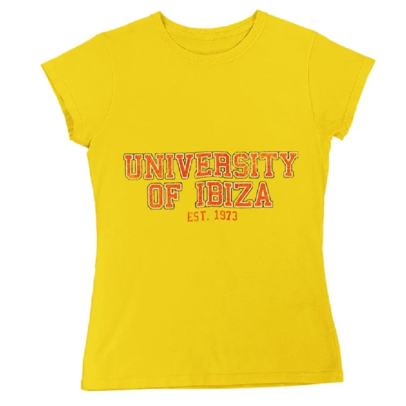 University of Ibiza Women's T-shirt Vintage Logo Knit Fabric Woven Fabric Fleece Fabric