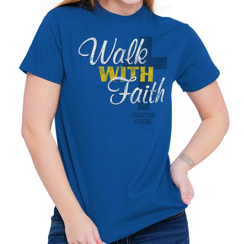 Walk With Faith T Shirt Welt Pockets Slit Pockets