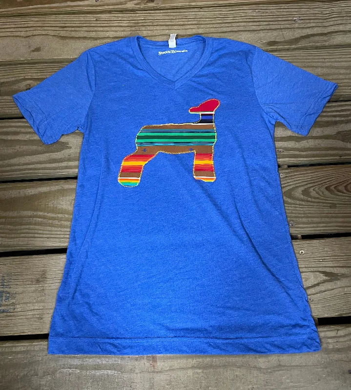 Serape Lamb V-Neck Appliqué Tee Terry Blend Velvet Blend Canvas Blend