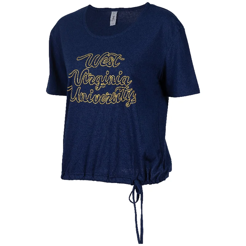 WVU Cinched Tee Print Jacquard Patchwork