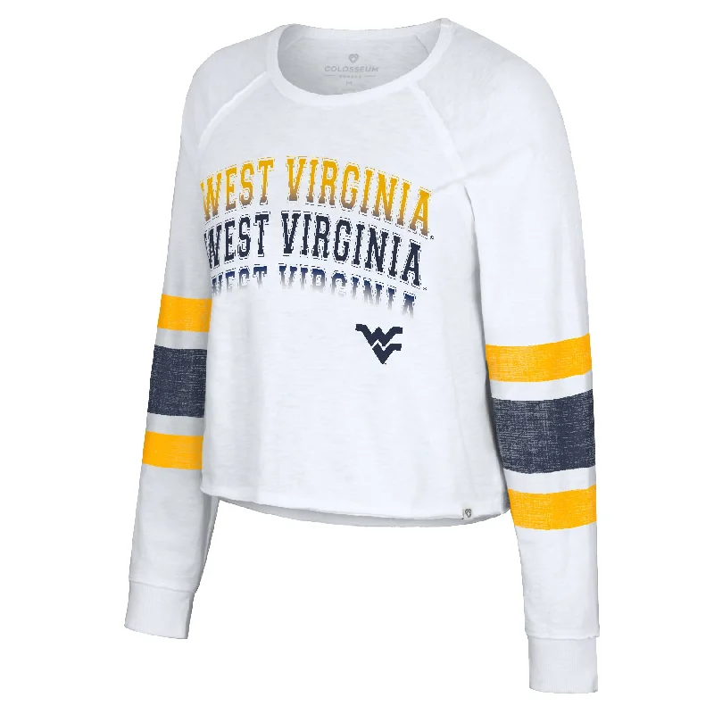 WVU Womens Breeze Long Sleeve Crop Tee Embroidered Appliqued Beaded