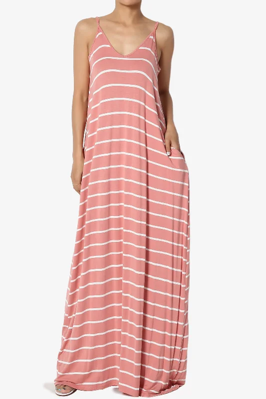 Adilette Striped Cami Maxi Dress PLUS Comfortable Bohemian Maxi Dress