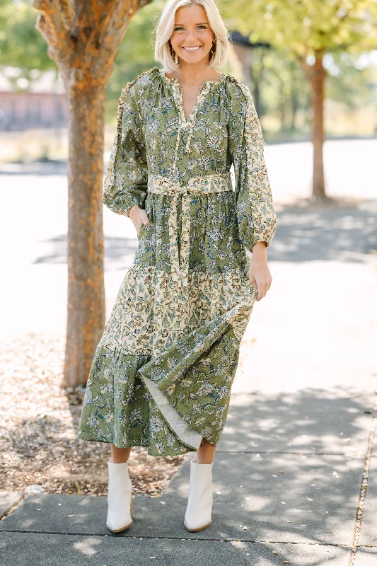 All I Can See Green Floral Maxi Dress Comfortable T-Shirt Maxi Dress