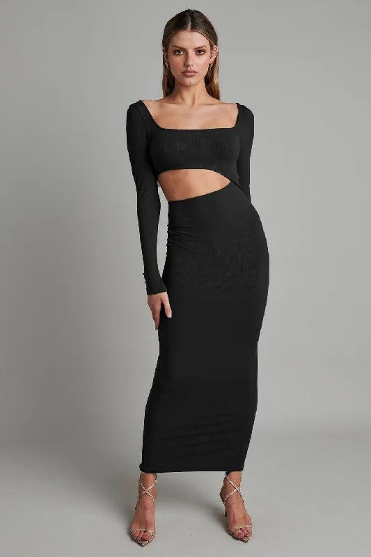 Angel Maxi Dress - Black Stylish A-Line Maxi Dress