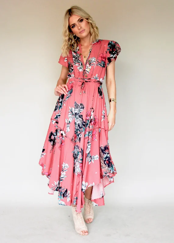 Asher Maxi Dress - Rose Dreams Trendy Fit-and-Flare Maxi Dress