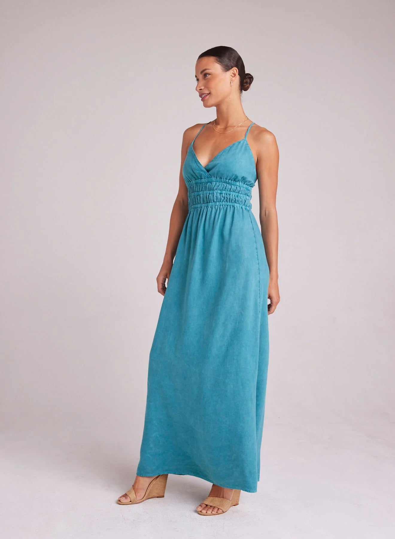 SMOCKED MAXI DRESS Comfortable Maxi Dress with Belt