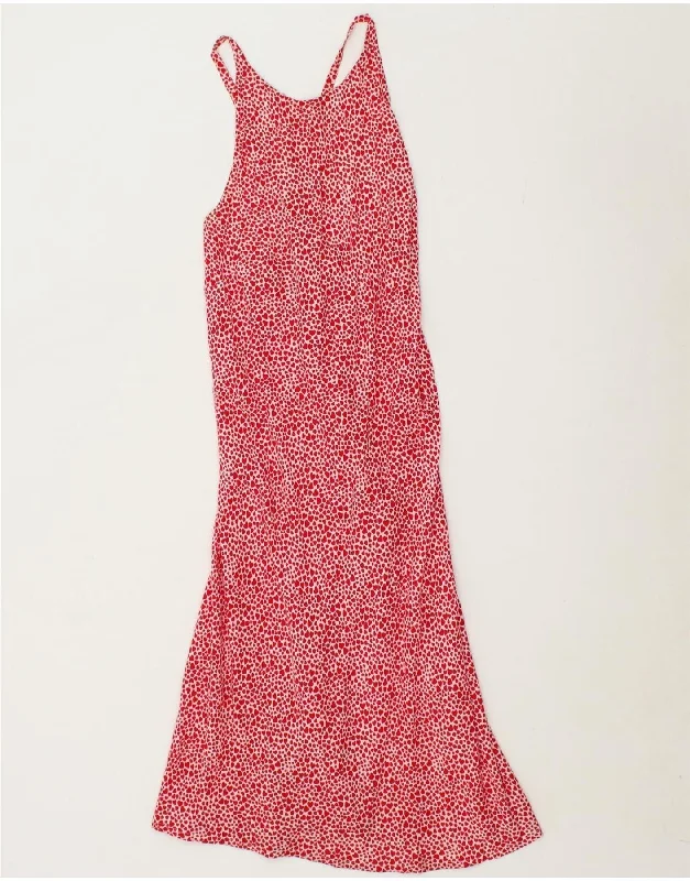 BENETTON Womens Sleeveless Maxi Dress UK 12 Medium Red Viscose Fashionable Faux Wrap Maxi Dress