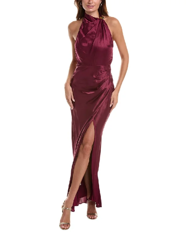 Nicholas Womens  Galilea Silk-Blend Maxi Dress, 6, Purple Comfortable Plunging Neckline Maxi Dress