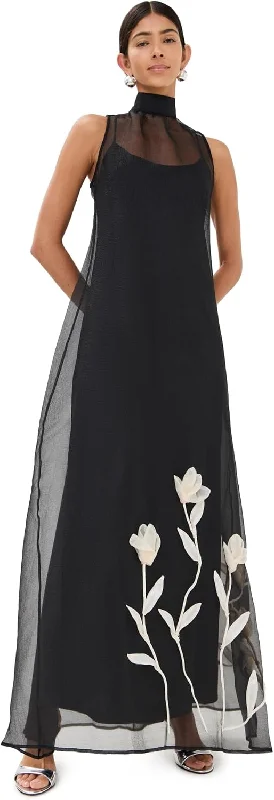 Staud Women's Albee Sleeveless Maxi Dress, Black Comfortable Pleated Maxi Dress