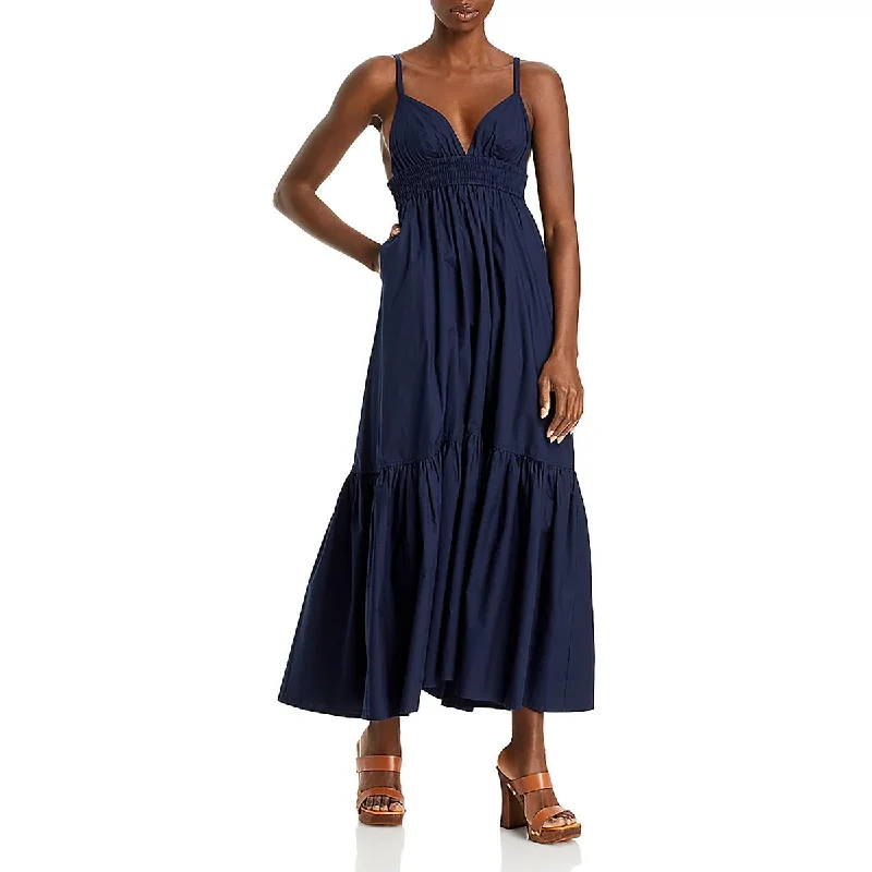 Womens Open Back Adjustable Straps Maxi Dress Trendy Fit-and-Flare Maxi Dress