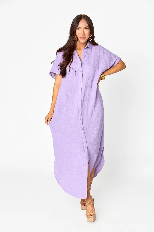 Carmen Cover Up Caftan Maxi Dress - Lavender Fashionable Asymmetrical Maxi Dress