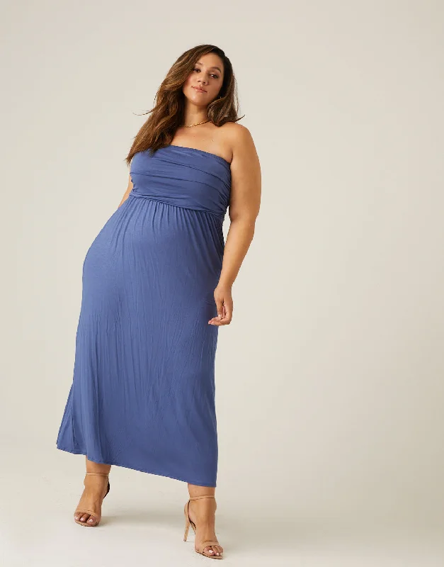 Plus Size Strapless Maxi Dress Classic Strapless Maxi Dress