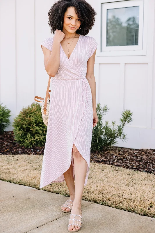 Feeling Confident Blush Pink Ribbed Maxi Dress Stylish Longline Maxi Dress