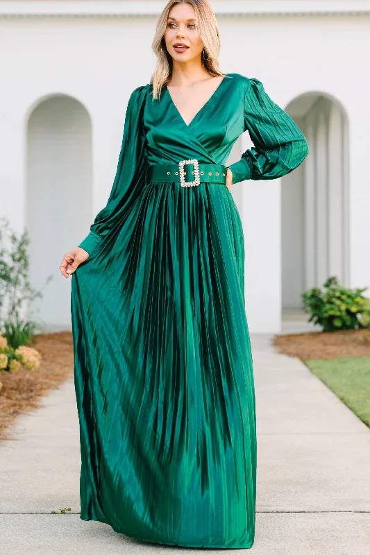 Feeling Regal Emerald Green Belted Maxi Dress Elegant Tiered Maxi Dress