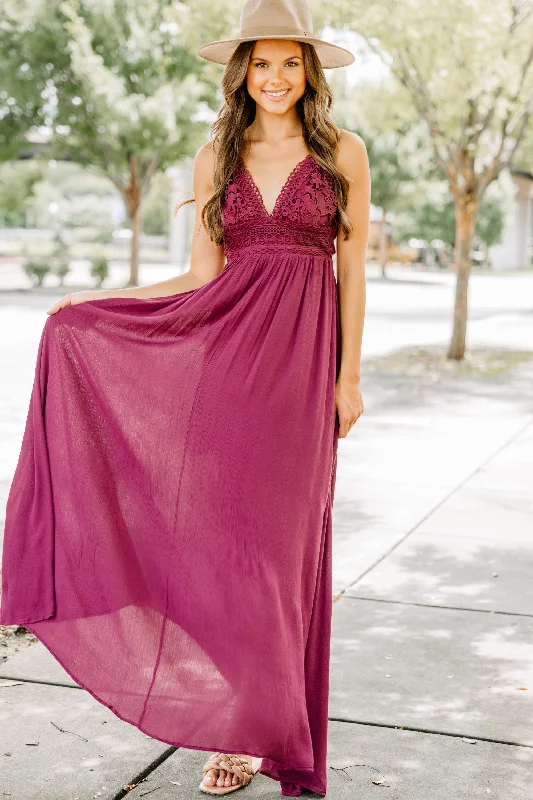 Full Of Grace Wine Red Maxi Dress Trendy Ruffled Maxi Dress