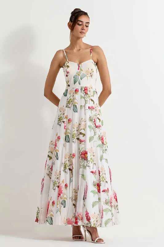 Daisy Printed Modal Silk Strappy Maxi Dress Cozy Wrap Maxi Dress