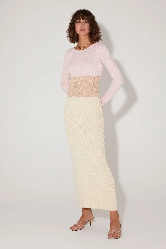 Klein Knit Maxi Dress Dusk Stylish Maxi Dress with Frills