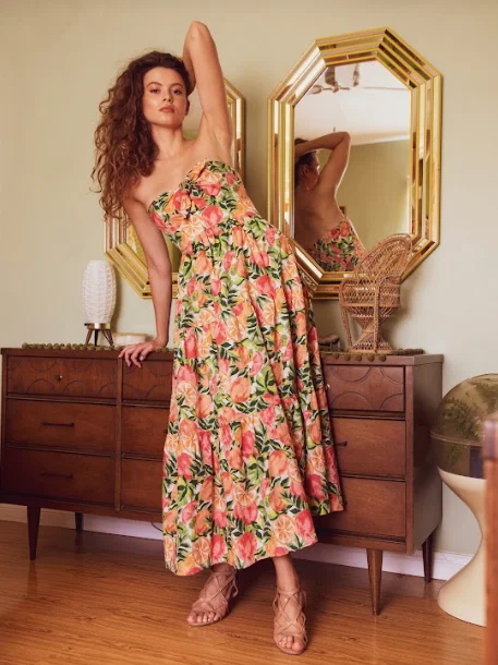 STRAPLESS MAXI DRESS Fashionable Printed Maxi Dress