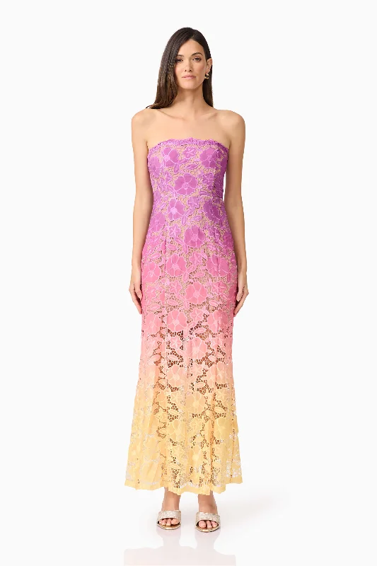 Mesmerizing Ombre Lace Maxi Dress In Purple Comfortable Fitted Maxi Dress