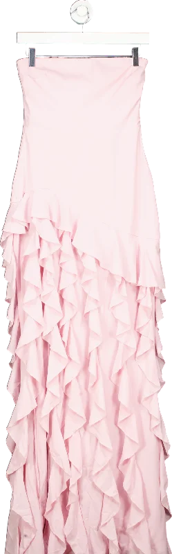 Oh Polly Pink Ruffle Maxi Dress UK 8 Stylish Button-Up Maxi Dress